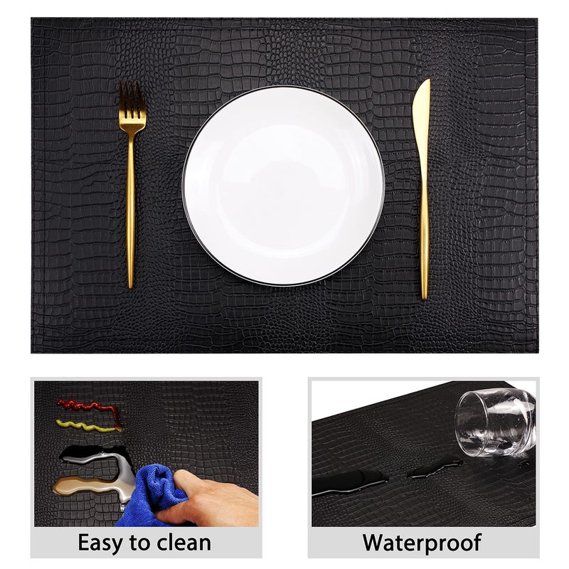 Jovono Faux Leather Hardboard Placemats, Set of 4 PU Table Mats, Easy to Clean, Heat & Stain Resistant for Office Conference Table,Dining Home Decor - Image 4